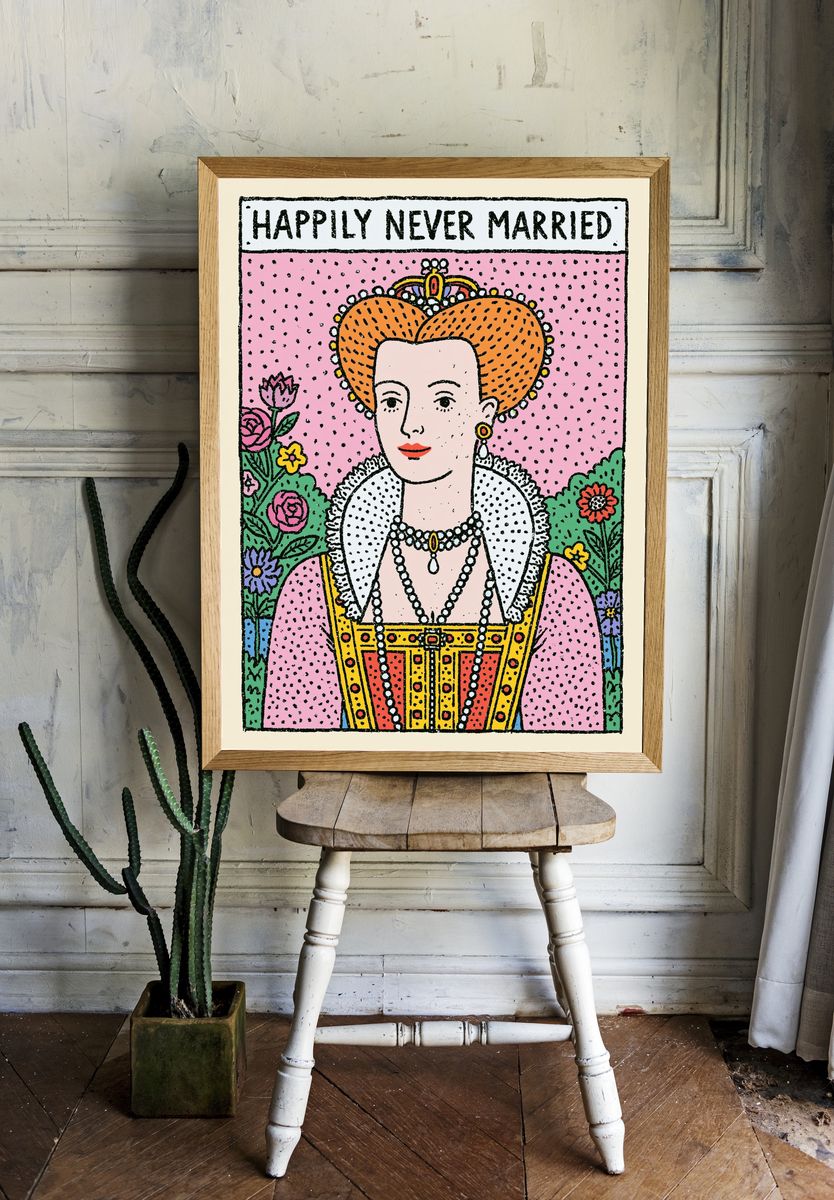 Happily Never Married Typography Print. room preview