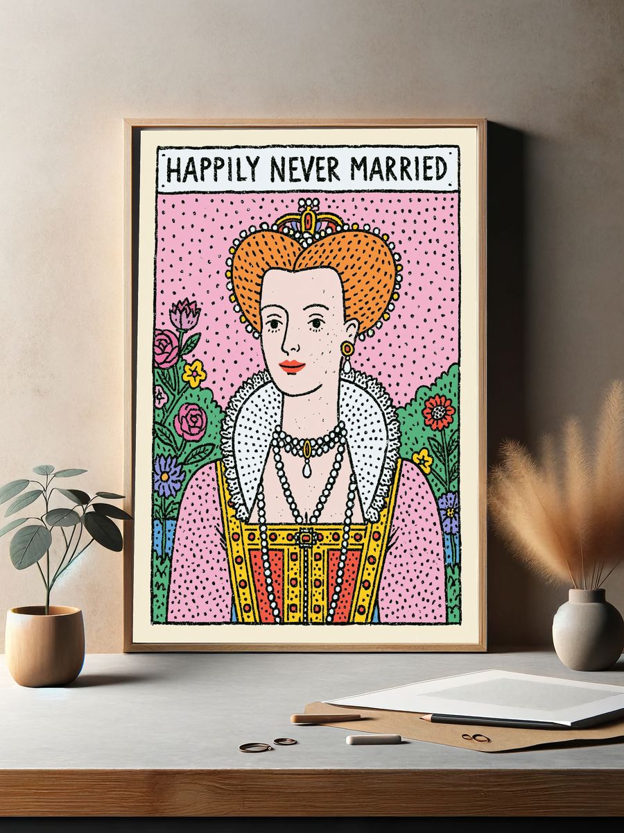 Happily Never Married Typography Print. — room view 2