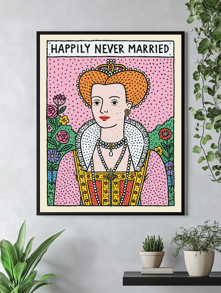 Happily Never Married Typography Print. — room view 4