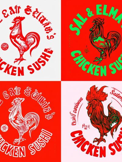 Chicken Sushi Typography Poster.