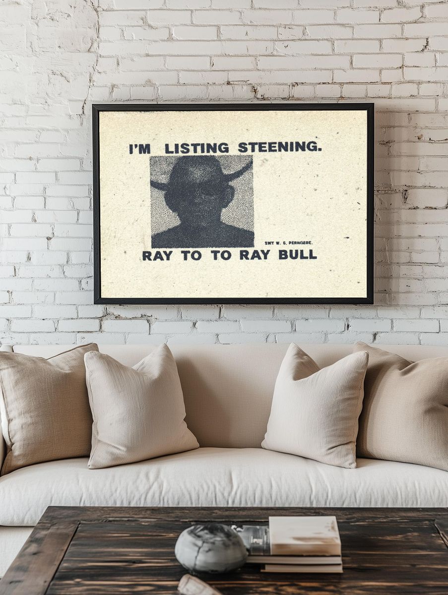 Ray to to Ray Bull Typography Print. room preview