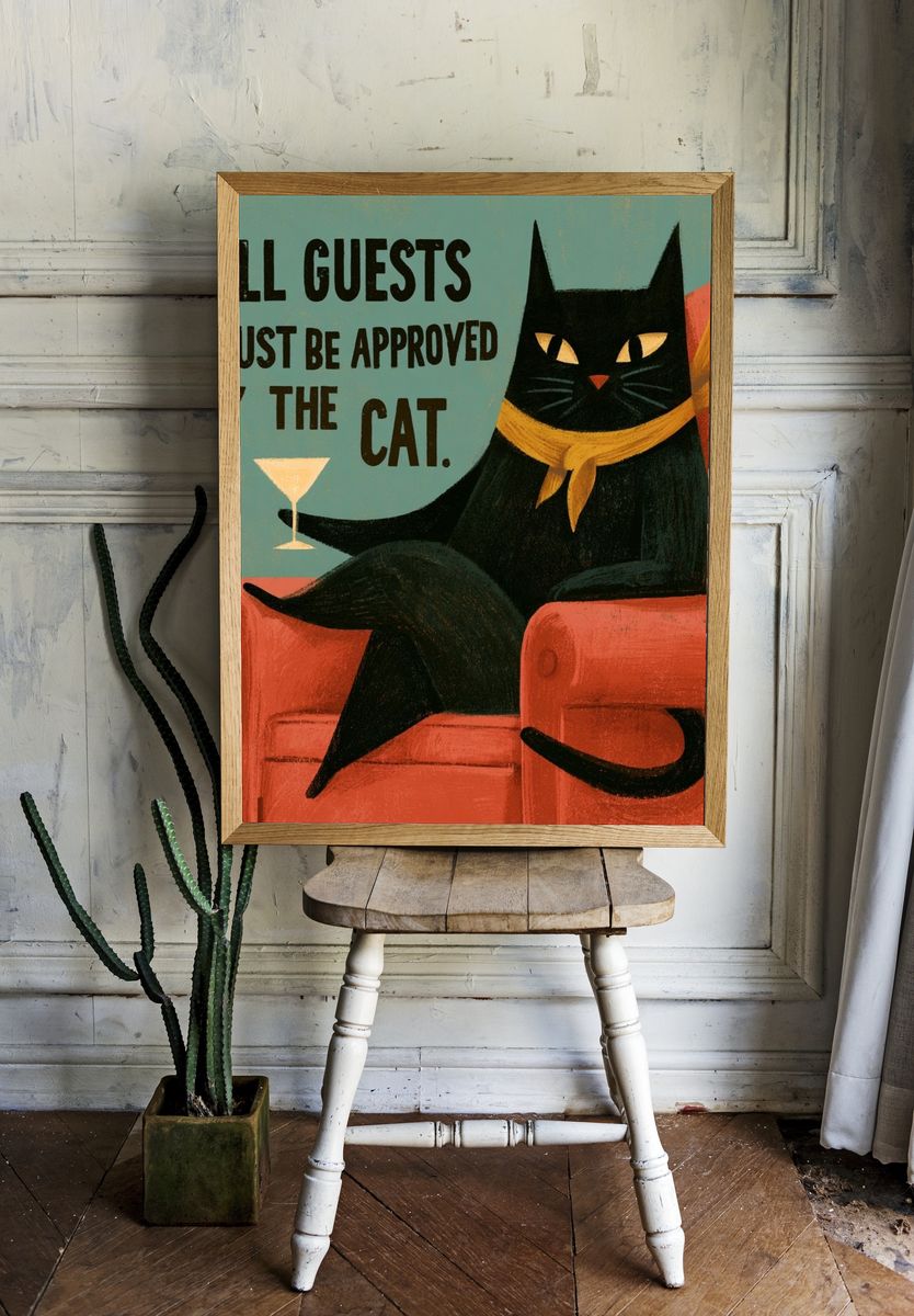 All Guests Must Be Approved Cat Poster. room preview