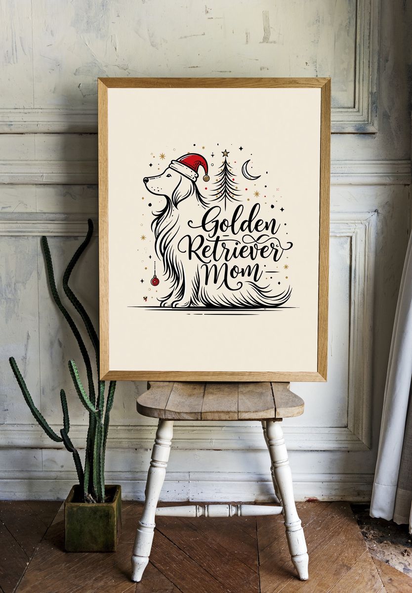 Golden Retriever Mom Typography Poster. room preview