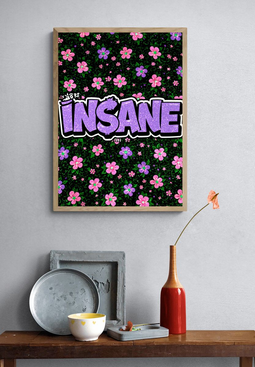 Insane Floral Typography Poster. — room view 3