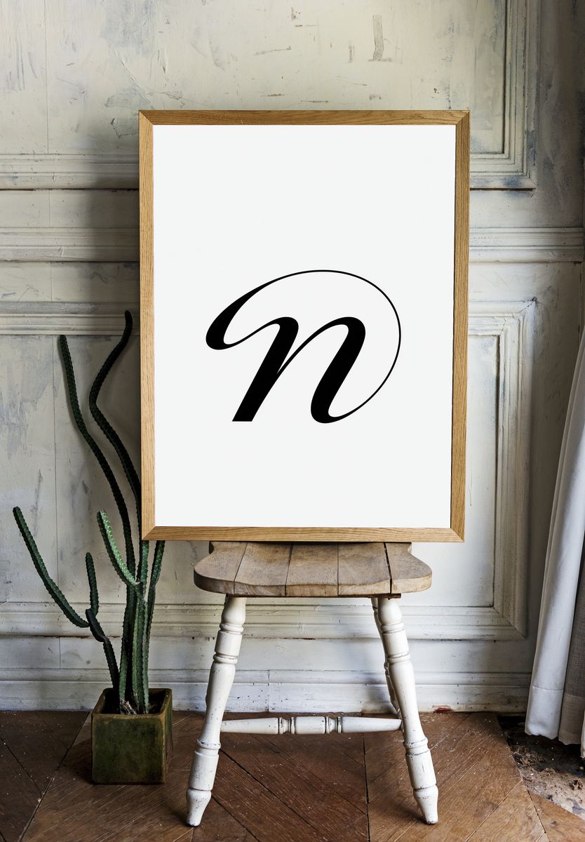 Minimalist Script N Poster. room preview