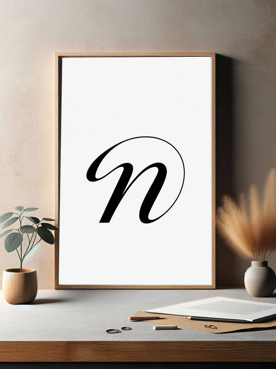 Minimalist Script N Poster. — room view 2