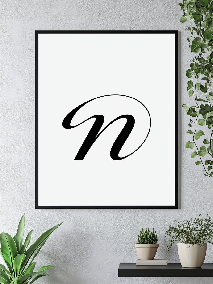 Minimalist Script N Poster. — room view 4