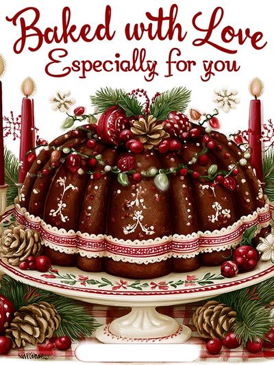 Baked with Love Holiday Typography Poster.