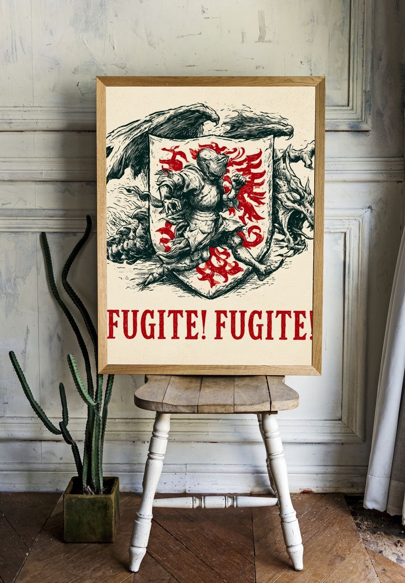 Fugite! Dragon Crest Typography Poster. room preview