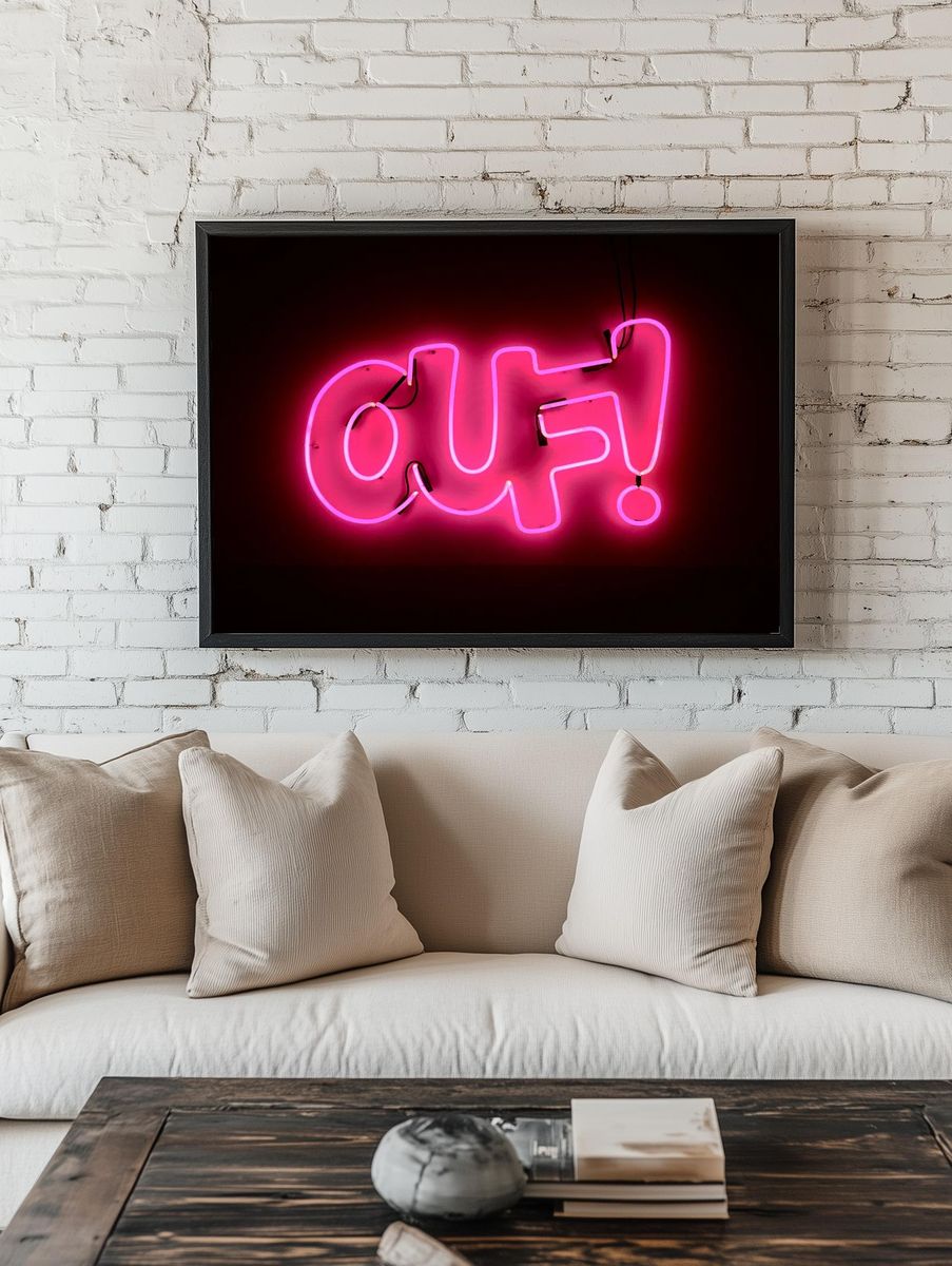 Neon light text effect. Original. room preview