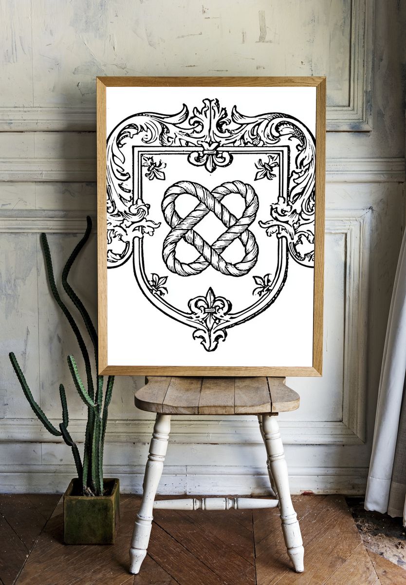 Ornate Rope Knot Typography Print. room preview
