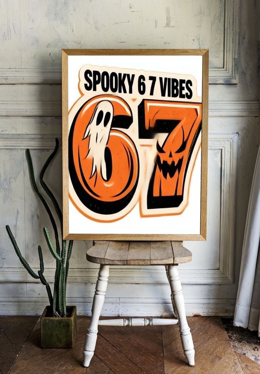 Spooky 67 Vibes Typography Poster. room preview
