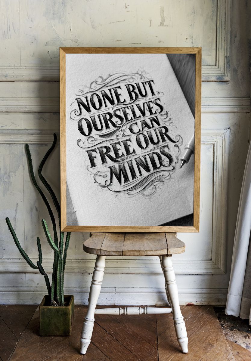 None But Ourselves Typography Poster. room preview