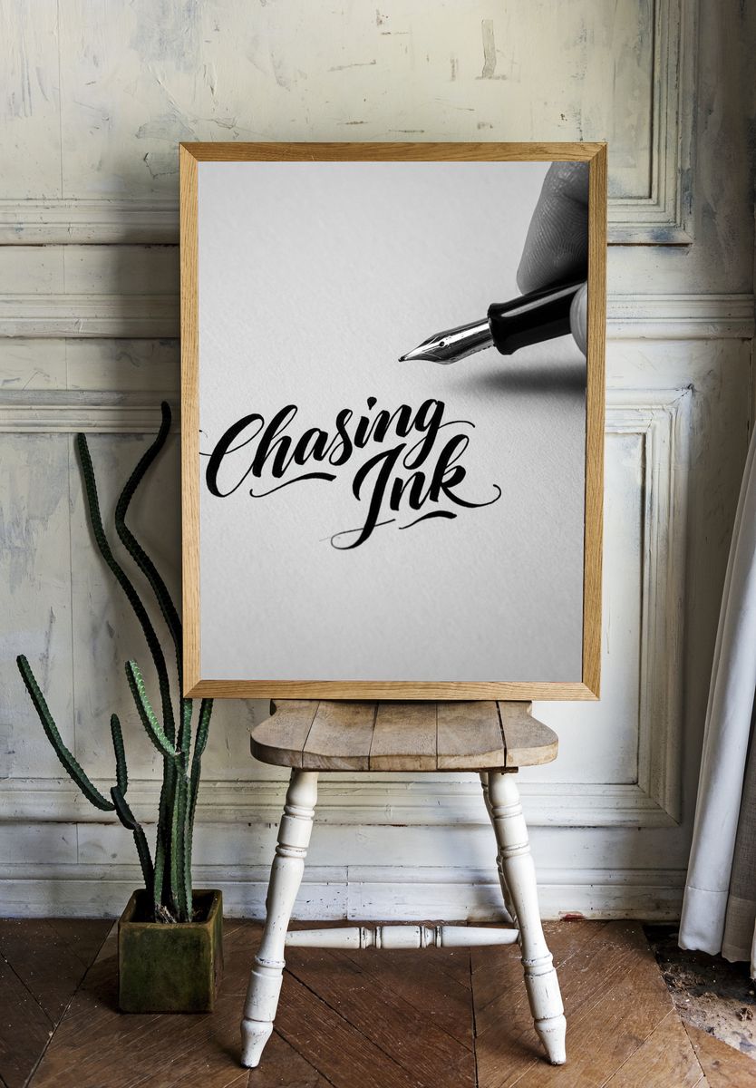 Chasing Ink Typography Poster. room preview