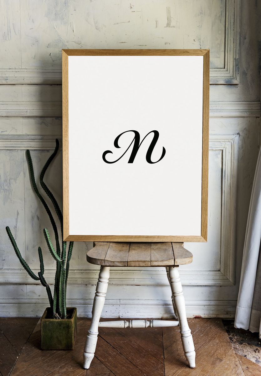 Letter N Typography Poster. room preview