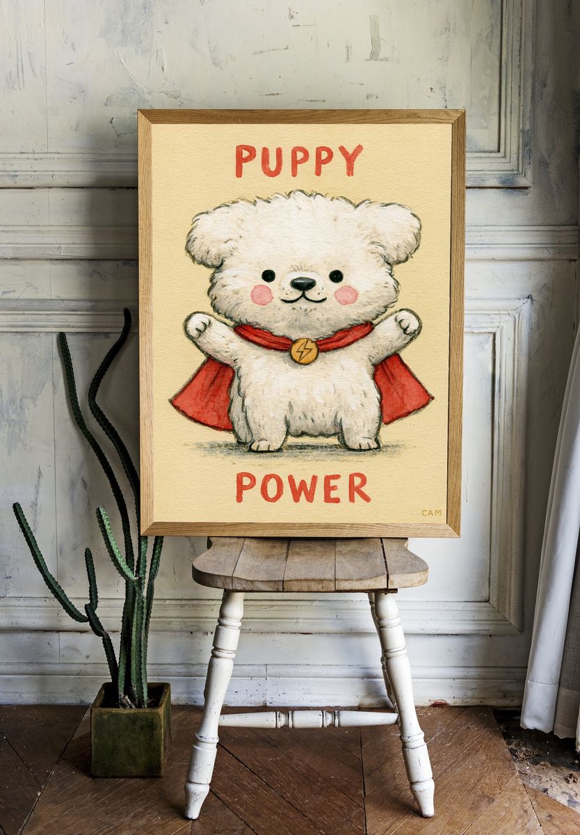 Puppy Power Typography Poster. room preview