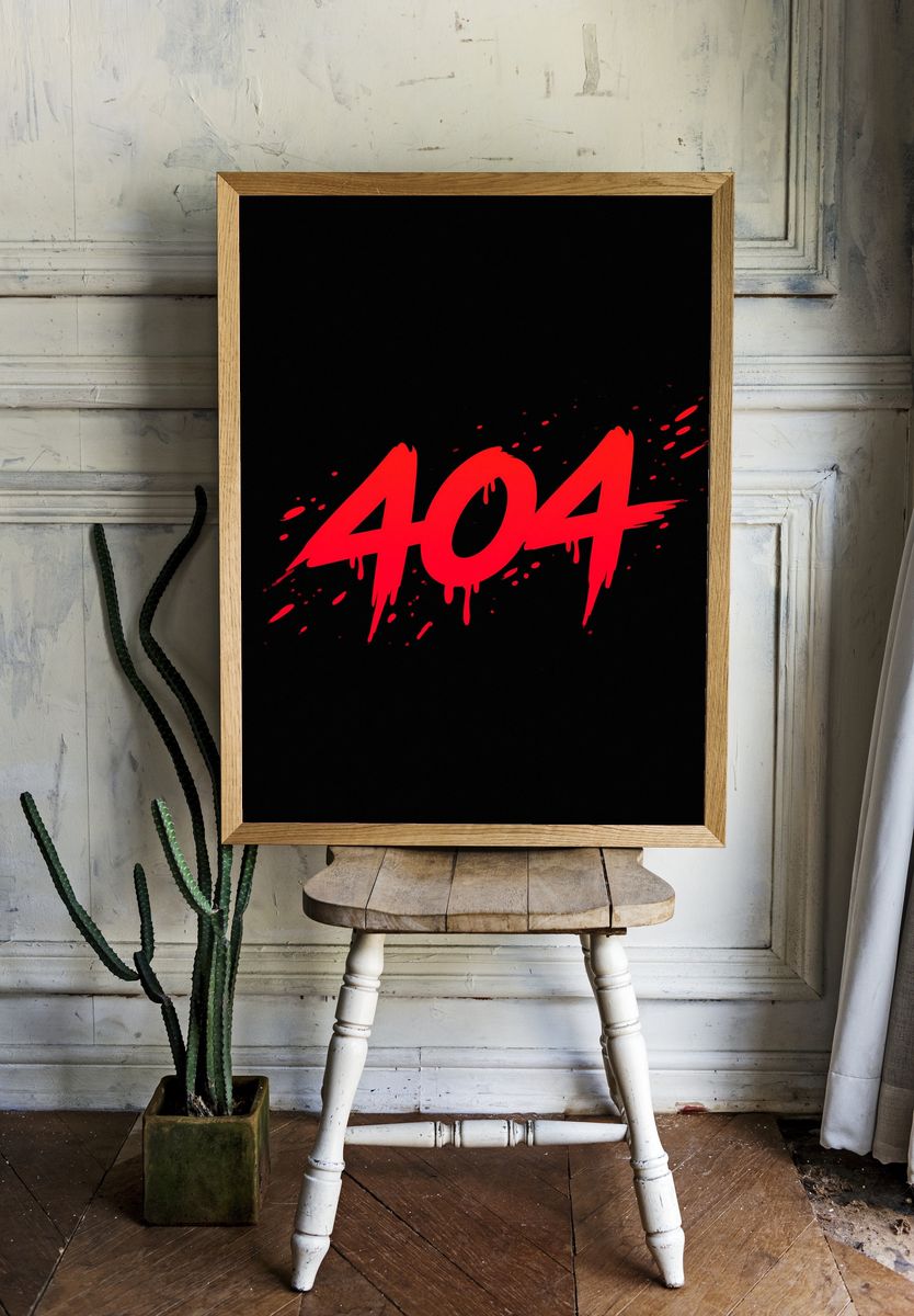 404 Glitch Typography Poster. room preview