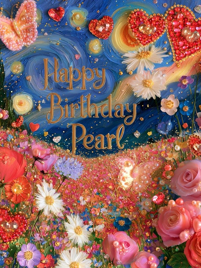 Happy Birthday Pearl Typography Poster. poster — typography art