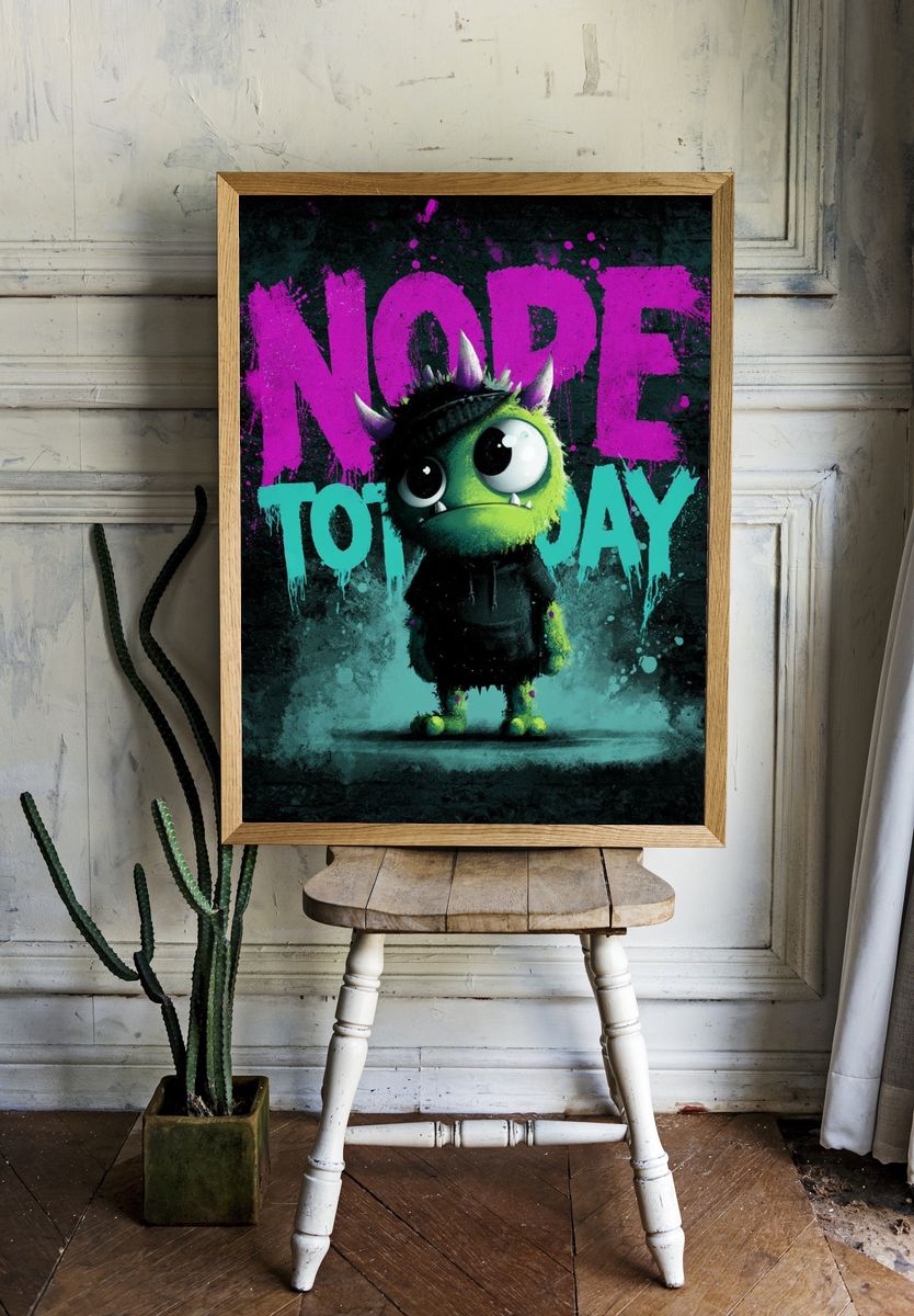 Nope Monster Typography Poster. room preview