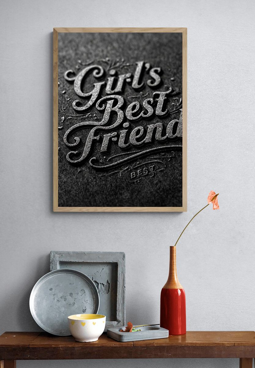 Girls Best Friend Typography Poster. — room view 3