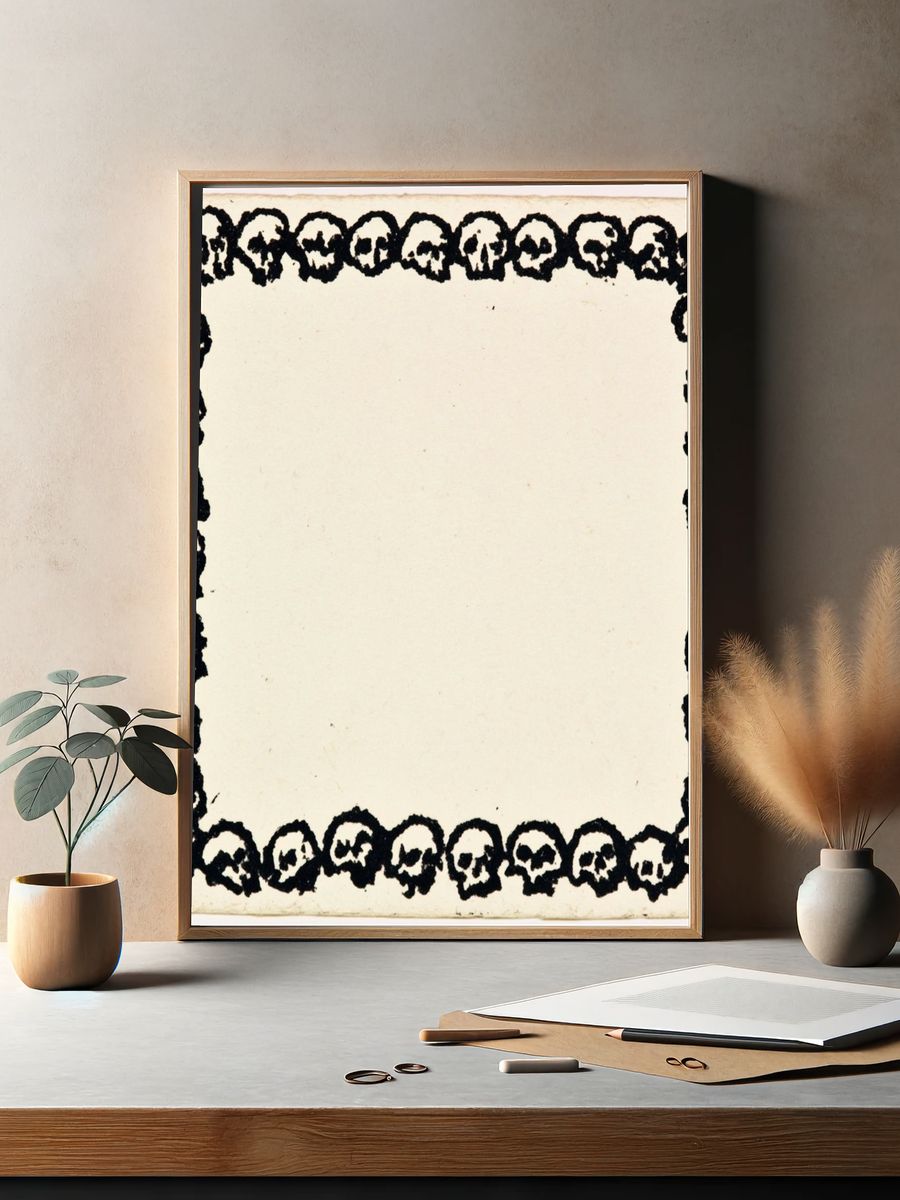 Skull Border Typography Print. — room view 2
