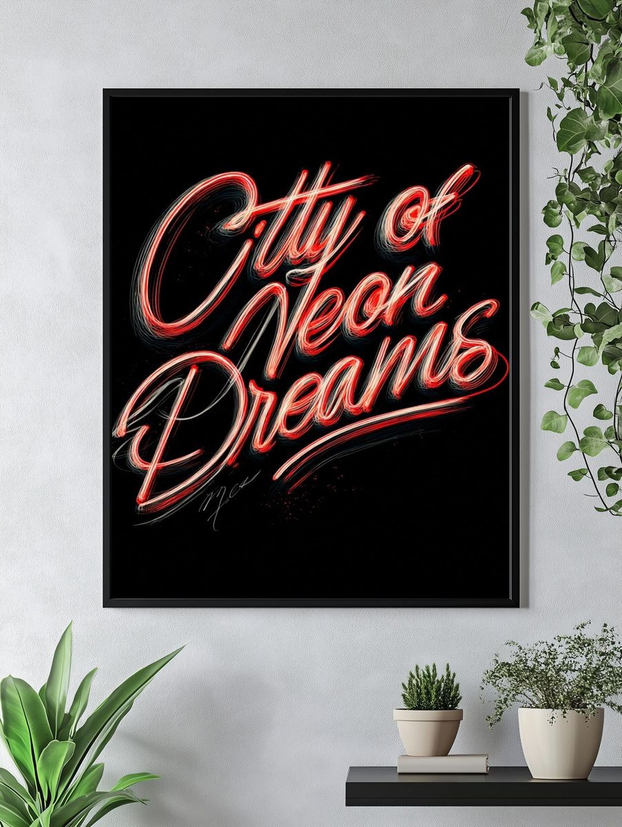 City of Neon Dreams Typography Poster. — room view 4