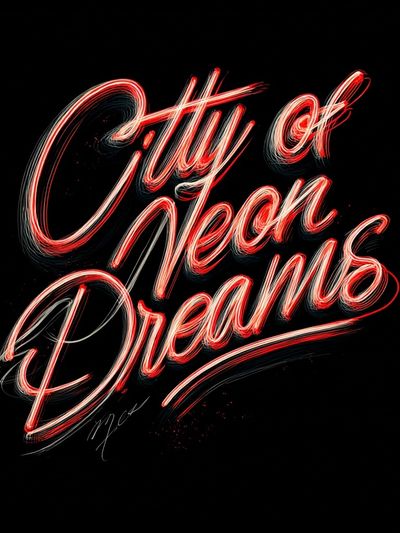 City of Neon Dreams Typography Poster.