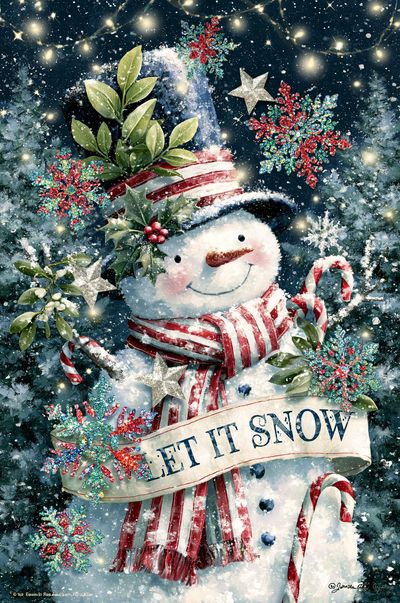 Let It Snow Snowman Typography Print.