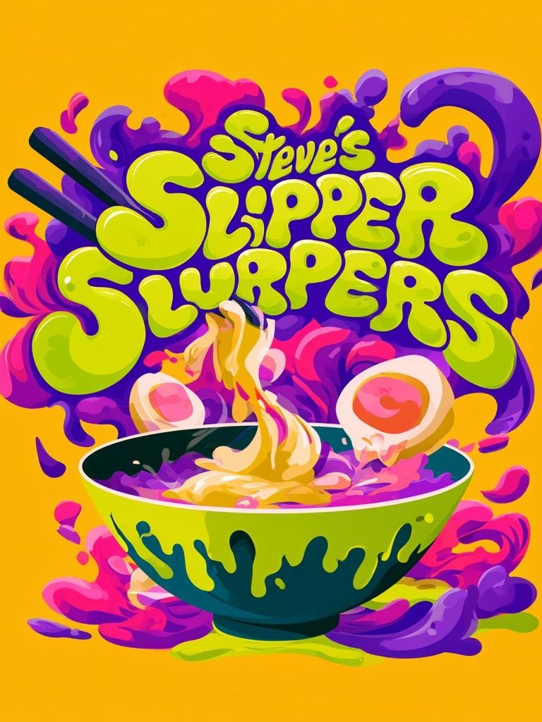 Steve's Slipper Slurpers Typography Poster. poster detail