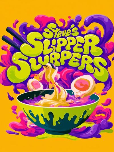 Steve's Slipper Slurpers Typography Poster.