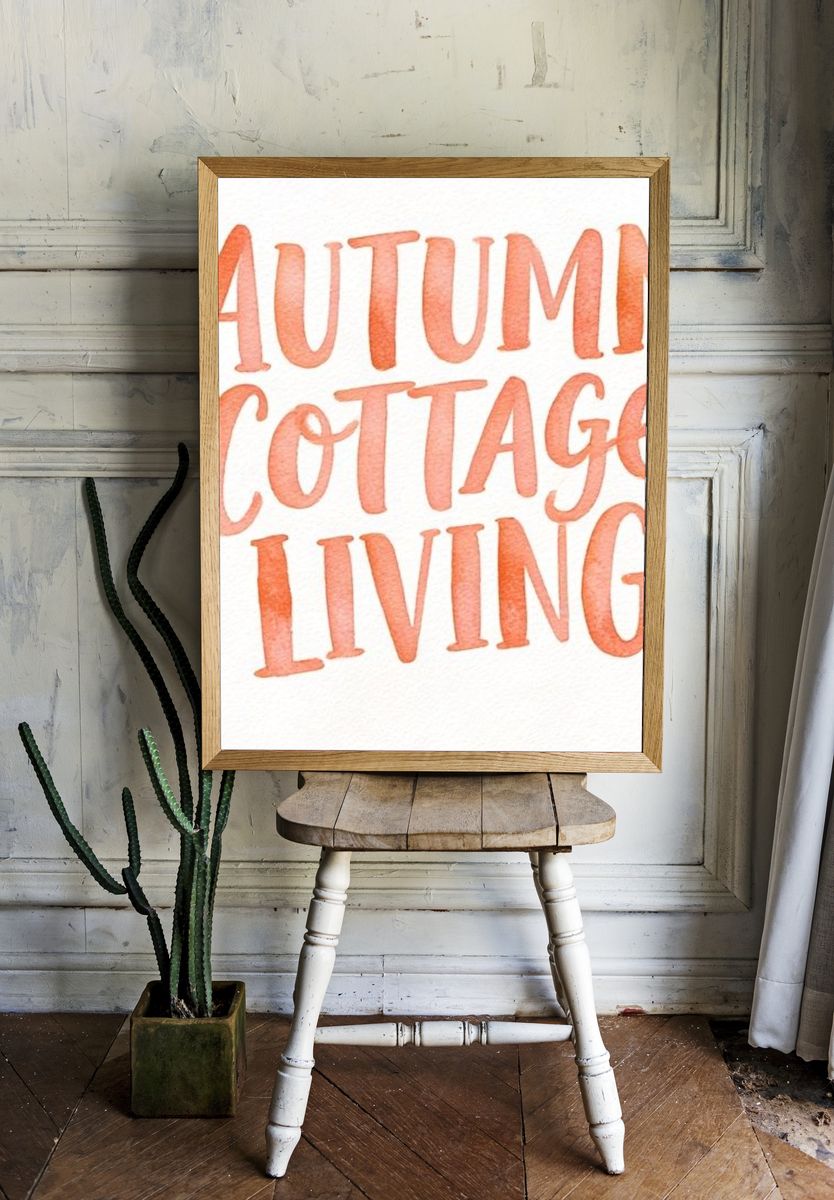 Autumn Cottage Living Typography Poster. room preview