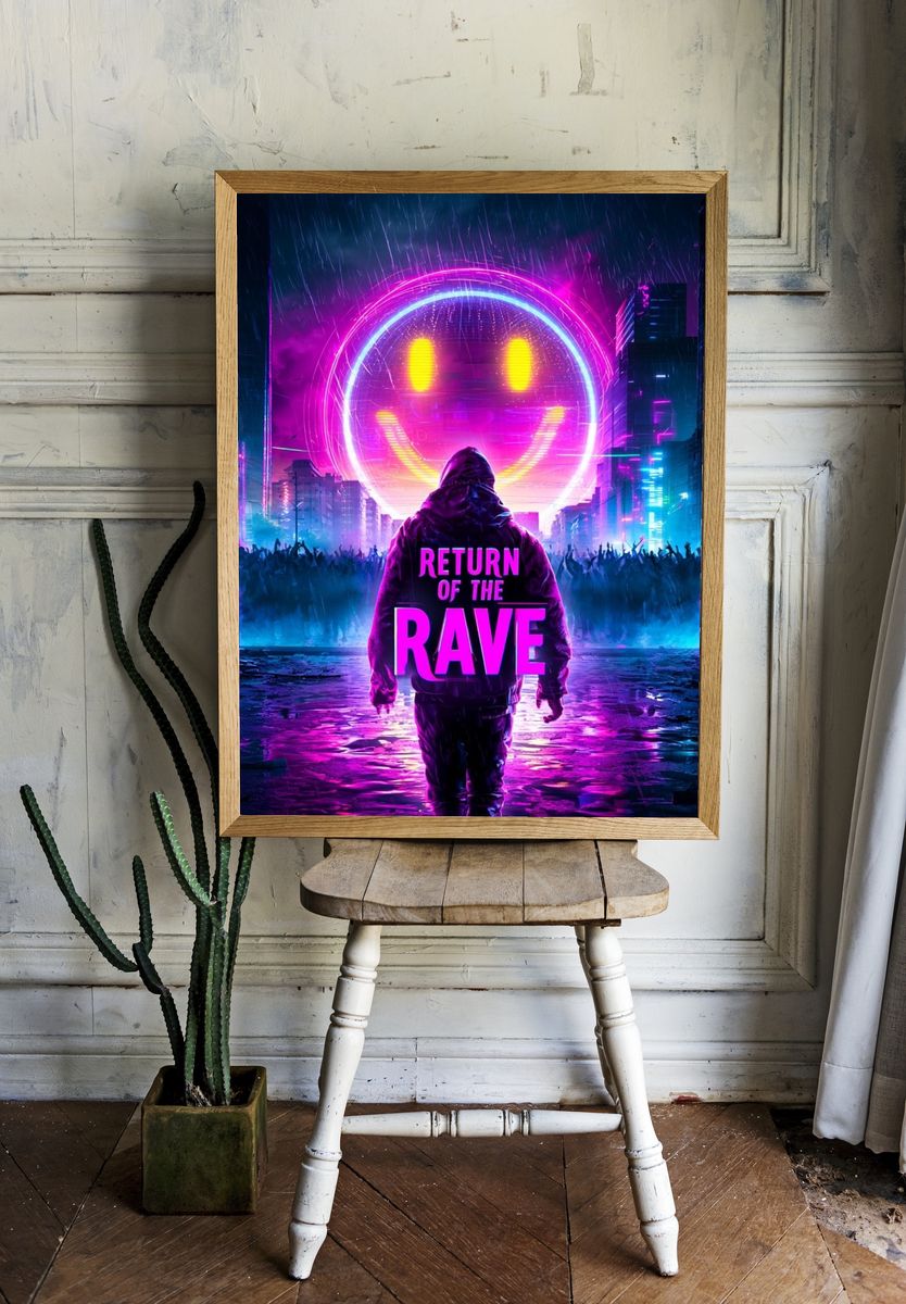 Return of the Rave Typography Print. room preview