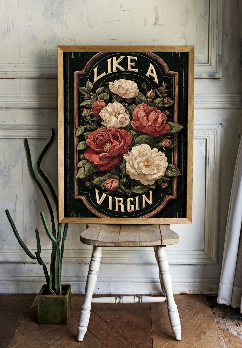 Like a Virgin Floral Typography Poster. room preview