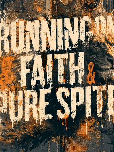 Running on Faith Lion Typography Poster. poster