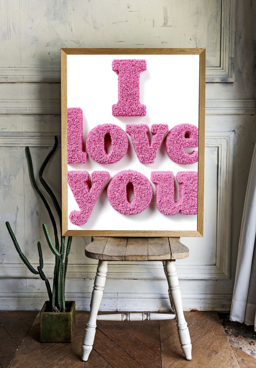 I Love You Typography Poster. room preview