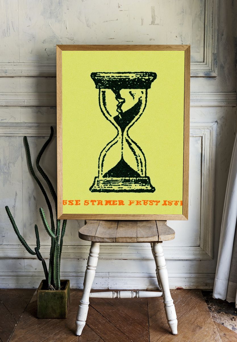 Hourglass Retro Typography Poster. — room view 1