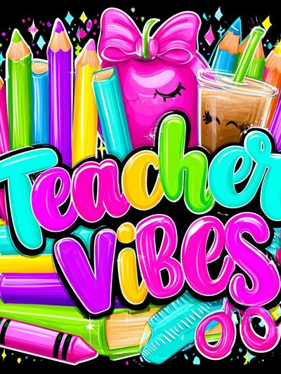 Teacher Vibes Typography Poster.