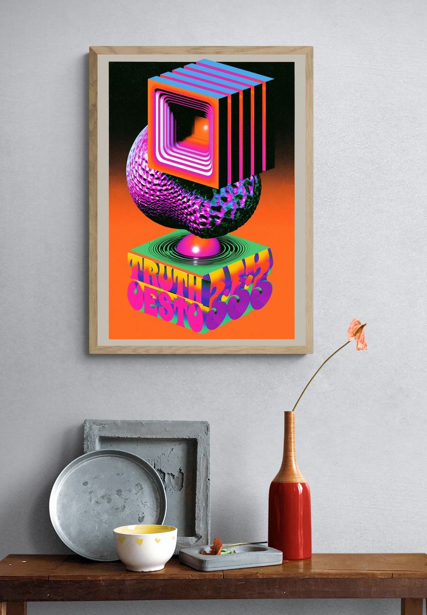 Truth Oestro Neon Typography Poster. — room view 3