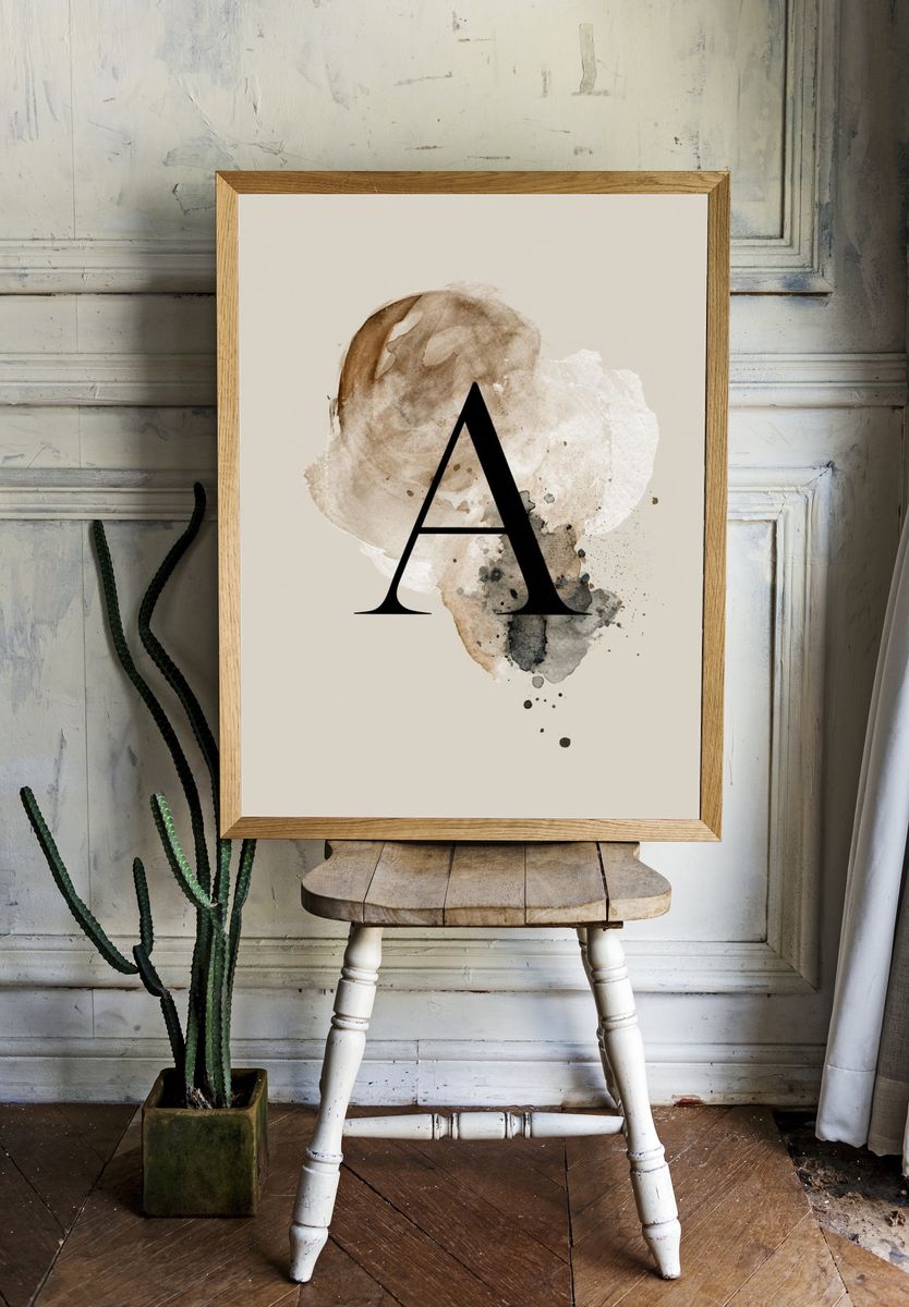 Abstract Letter A Typography Print. room preview