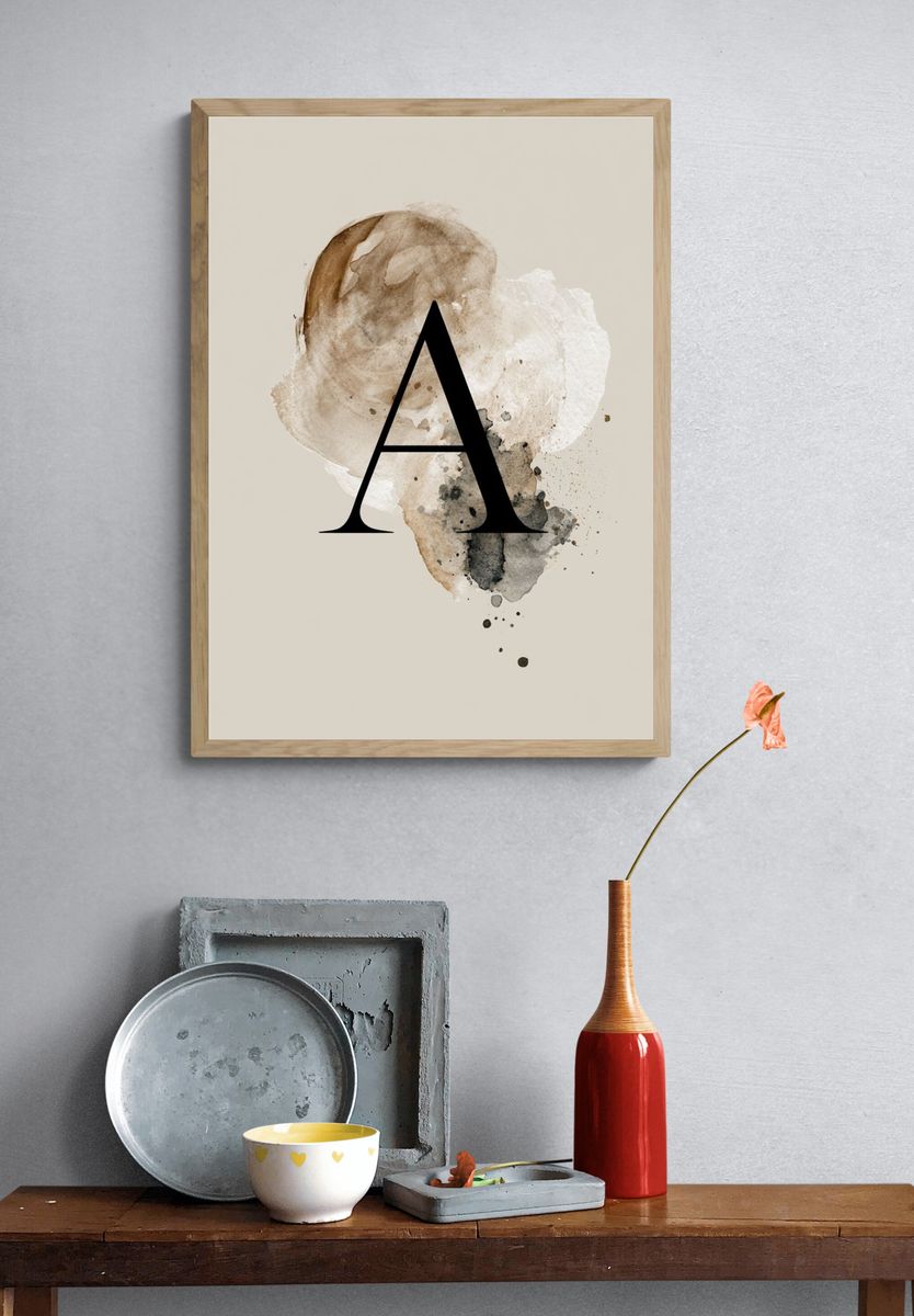 Abstract Letter A Typography Print. — room view 3