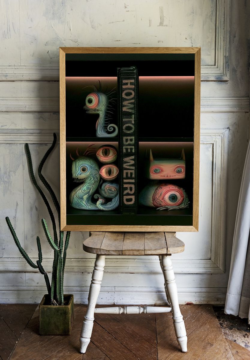 How to Be Weird Typography Print. room preview