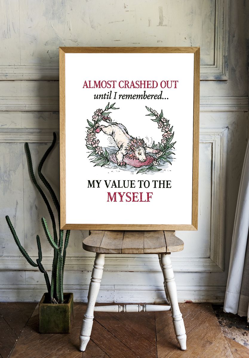 Almost Crashed Out Typography Poster. room preview