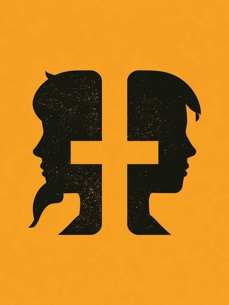 Dual Profile Silhouette Typography Poster. poster detail