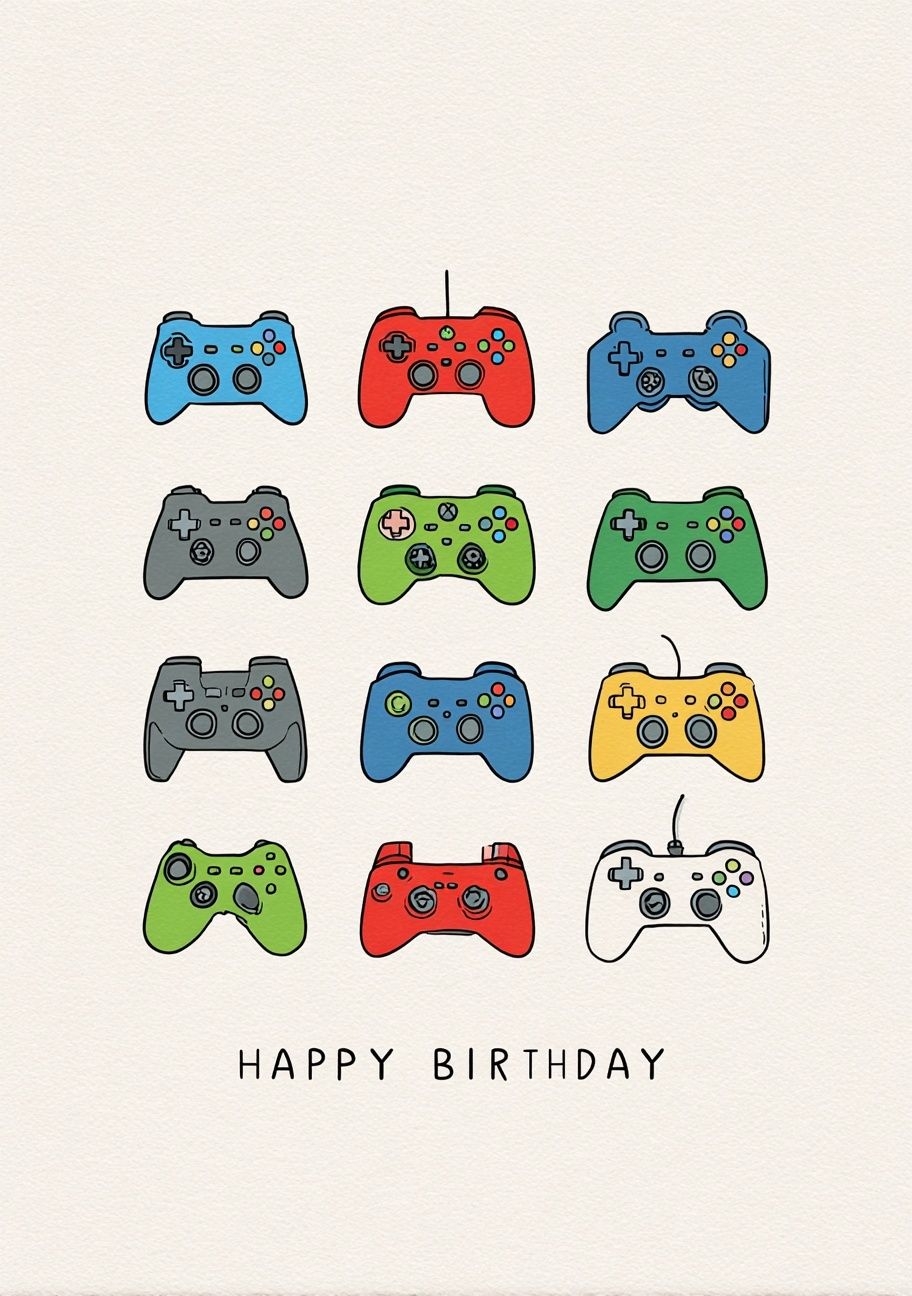 Happy Birthday Game Controllers Poster. poster detail