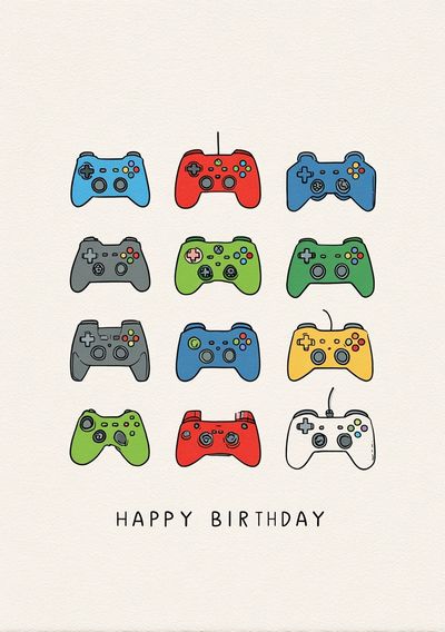 Happy Birthday Game Controllers Poster.