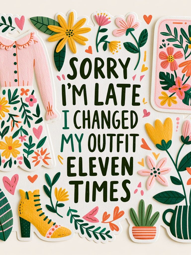 Sorry I'm Late Typography Poster. poster detail