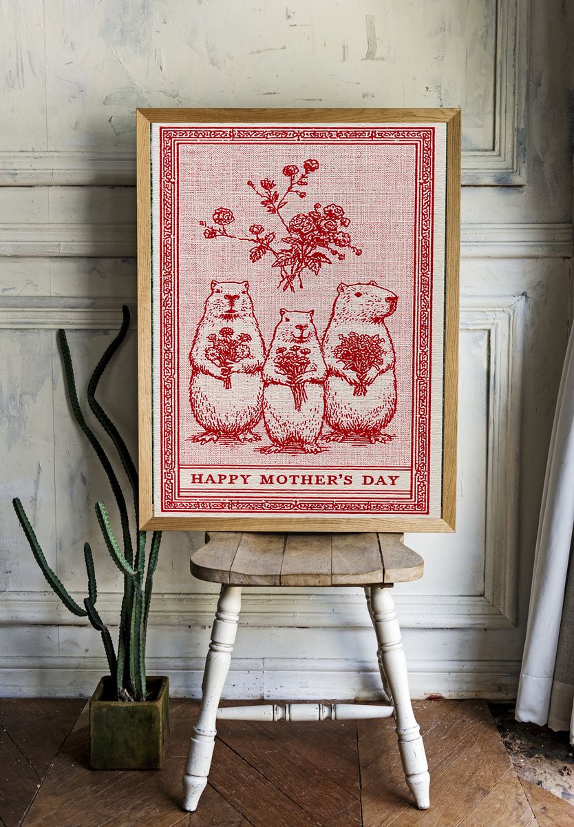 Happy Mother’s Day Bears Typography Print. room preview