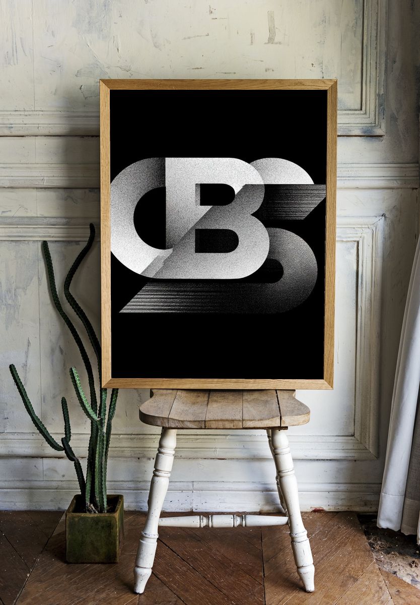 CB3 Monochrome Typography Poster. room preview