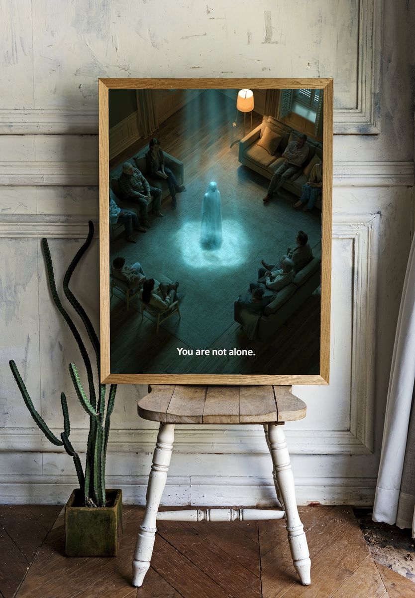 You Are Not Alone Typography Poster. room preview