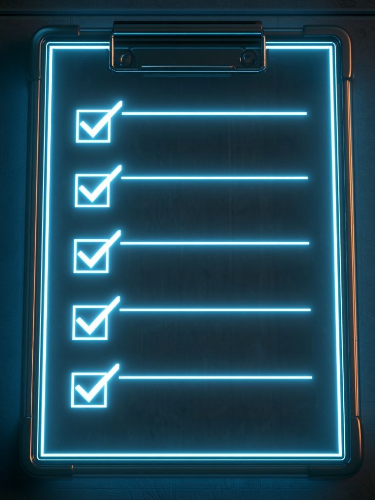 Neon Checklist Typography Poster. poster detail